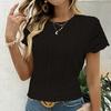 Spring/Summer European and American Fashion Women's Round Neck Hollow Short Sleeve Round Neck T-shirt Top