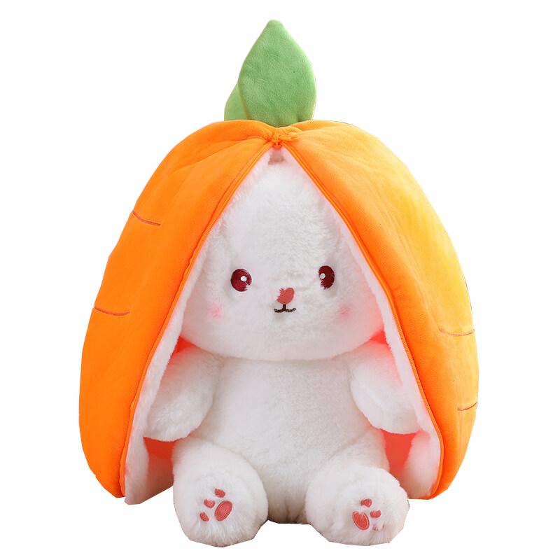 18cm Creative Funny Doll Carrot Rabbit Plush Toy Stuffed Soft Hiding In Strawberry Bunny Bag Toys for Kids Girls Birthday Gift