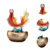 7" X 5" 11.8" Chinese Traditional Feng Shui Fish Sculpture Tabletop Decor for Shelves Nightstand