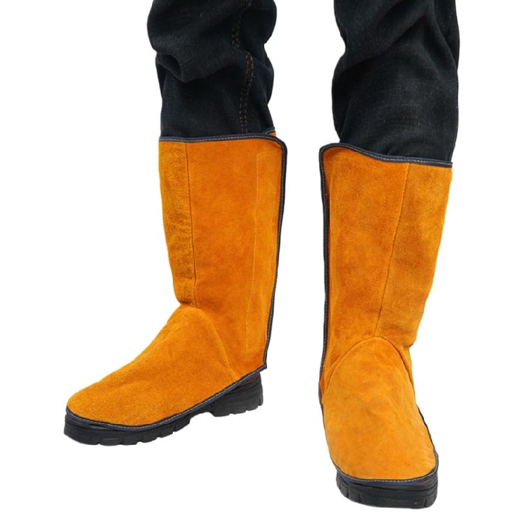 Industrial Leather Boot Covers for Welding Glass Making Heat Protective Shoe Protectors Wear Resistant Leg Guards Gaiter