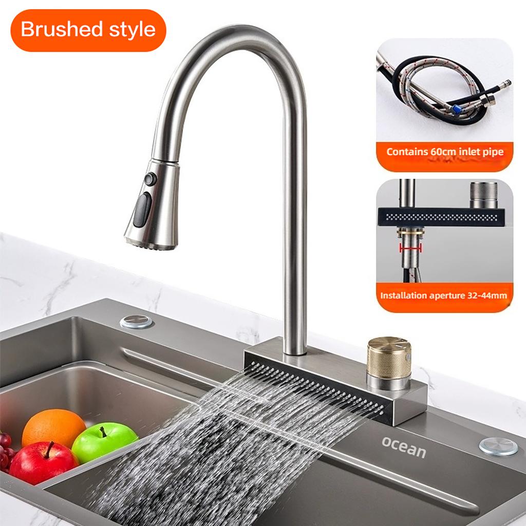 Pull-out 360° Rotating Stainless Steel Kitchen Faucet - Extendable Sink Faucet In Black/Gun Grey/Brushed/Chrome Finishes