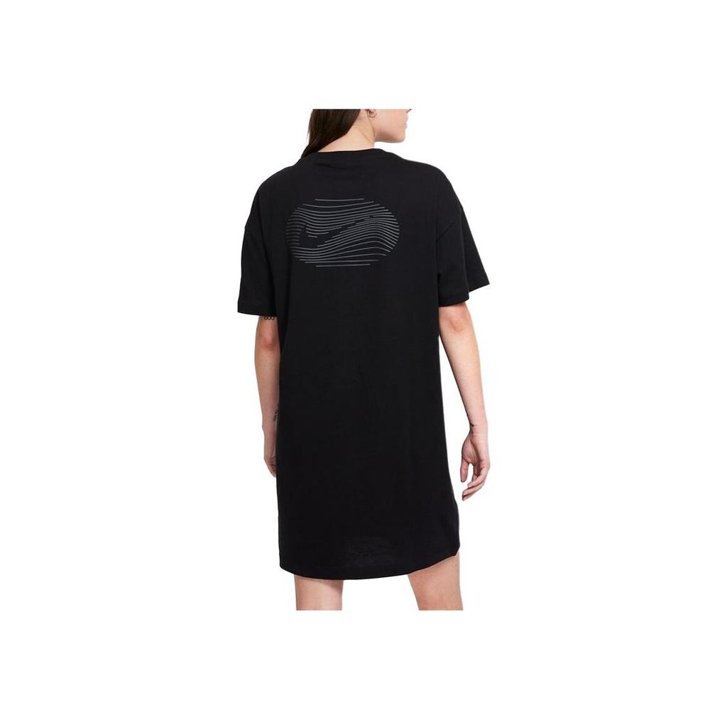 Nike Casual Loose Soft Comfortable Breathable Round Neck Short Sleeve Dress Women Dresses Black DM4664-010