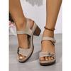 2025 New Wedge Heel Chunky Sole Sandals for Women Thick Heel Plus Size Floral Embellished Strappy Sandals