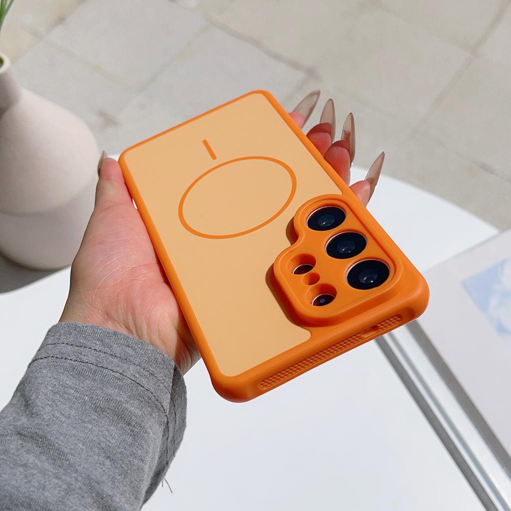 Matte Lens Protect Magnetic Phone Case For Samsung S26 S25 S24 S23 Ultra S26Plus For Magsafe Wireless Charge Skin Cover