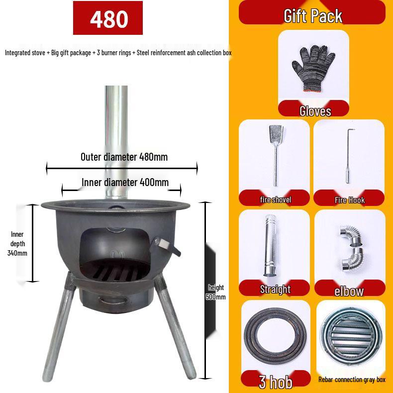 Portable Outdoor Firewood Stove with Threaded Round Legs - New Model