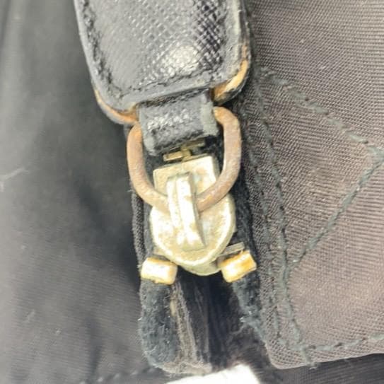 PRADA Shoulder Bag Quilted Gold Chain Tessuto Nylon Leather Black Women's Triangle Plate Logo