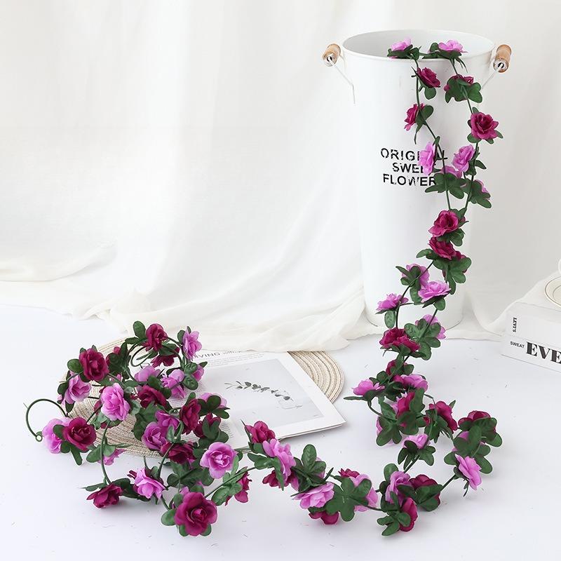 250CM Rose Artificial Flowers Christmas Garland for Wedding Home Room Decoration Spring Autumn Garden Arch DIY Fake Plant Vine