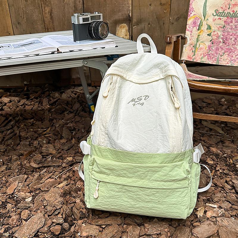 Female Solid Color Light High School Students' New Simple Backpack Ins Mori Girl Treasure Backpack