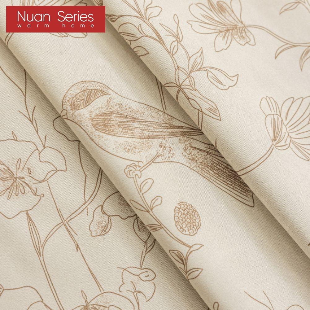 1PC Nuan Series French Retro High-end Beige Printed Curtains Full Blackout Curtains for Bedroom Living Room Balcony Window for Home Decor