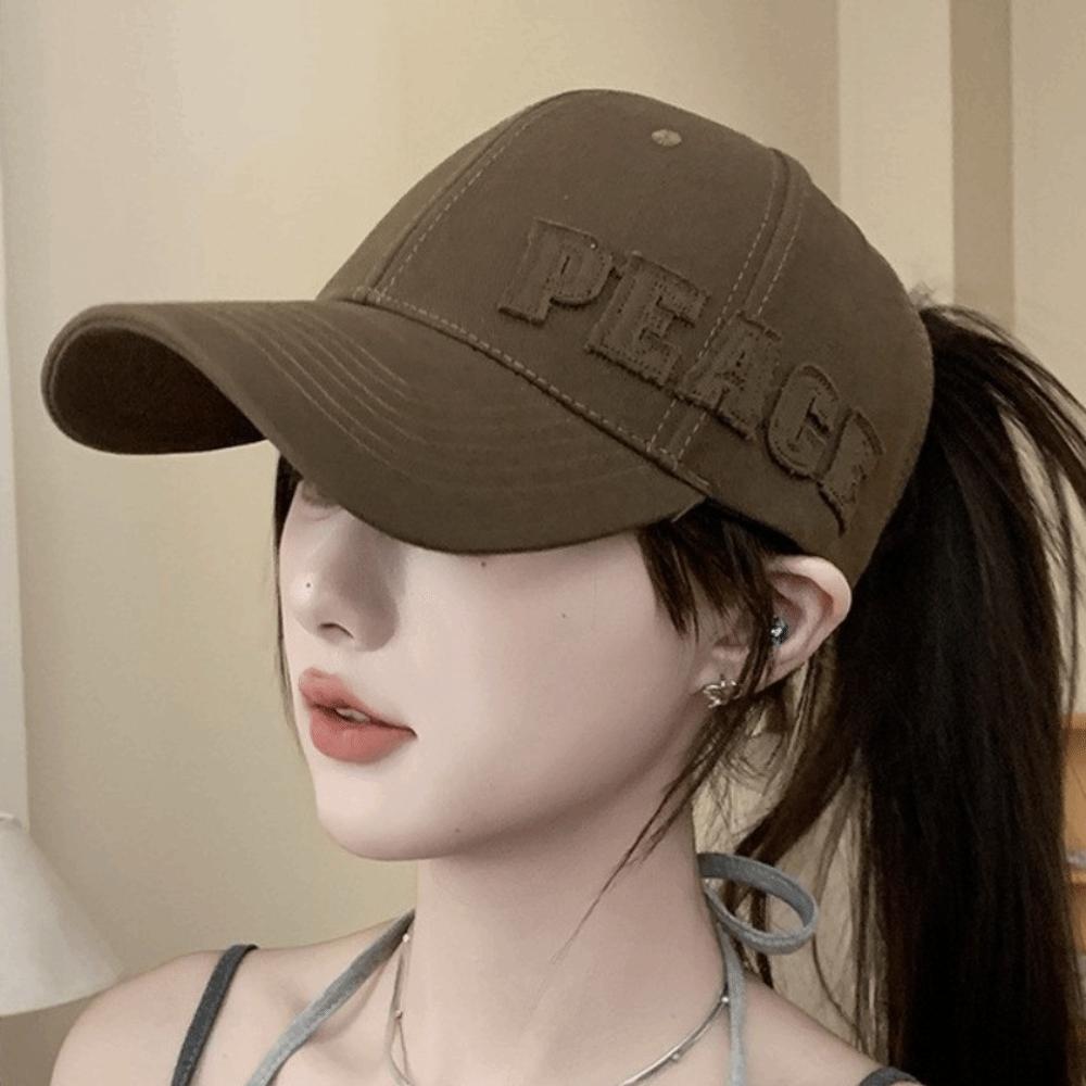 Adjustable Letter Embroidery Baseball Cap Large Head Size Soft Top Hat Snapback Hat  Vacation коричневый
