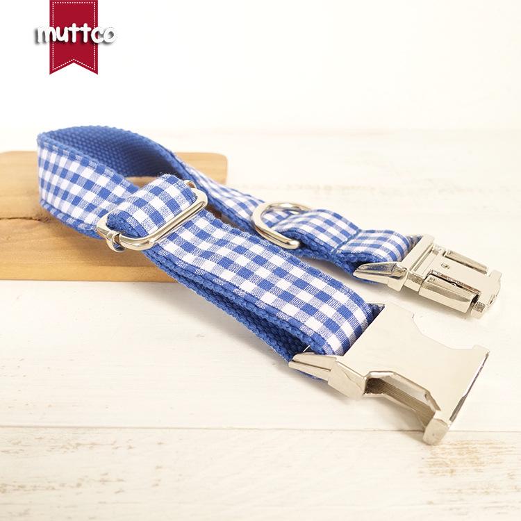 Blue Plaid Dog Collar and Leash Set with Innovative Design