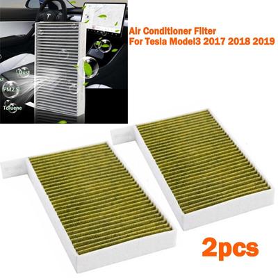 Air Conditioner Filter For Tesla Model 3 2017 2018 2019 Car Cabin 2x Air Filter Replacement W/ Activated Carbon 1107681-00-A