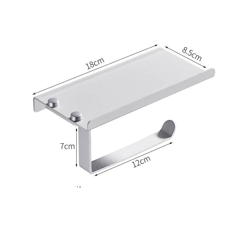 Aluminum Alloy Bathroom Paper Holder With Nodrill Mount For Toilet And Shower Storage