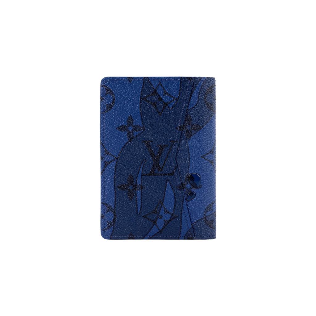 Louis Vuitton Pocket Organizer Vintage Monogram Flip Closure Canvas Leather Card Holder Wallet Men Wallets Dark-Blue M82308