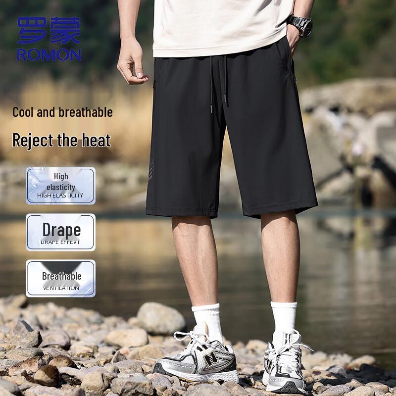 

ROMON Men s Ice Silk Quick-Dry Casual Shorts 4XL