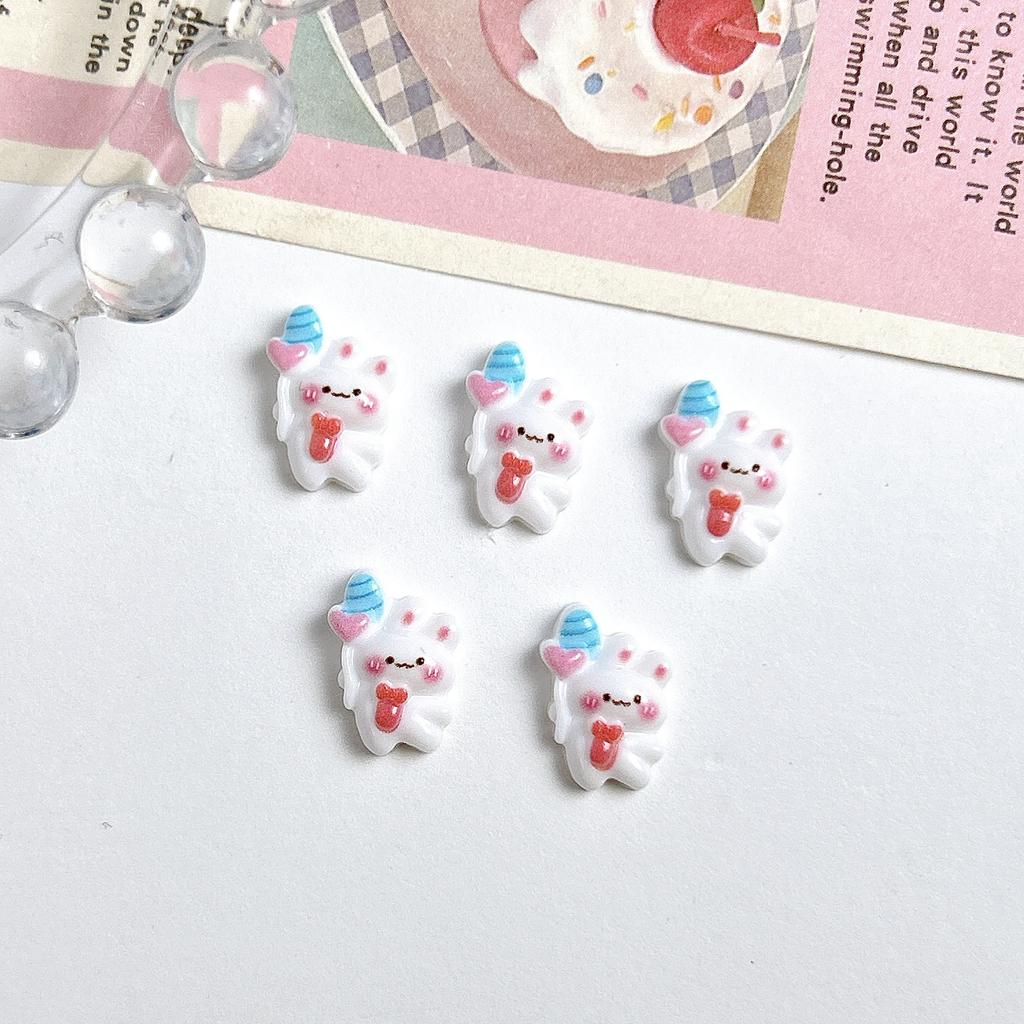 Cartoon Rabbit Nail Art Accessories Cute 3D Heart Blush Bunny Handmade DIY Nail Wearable Nail Decorations