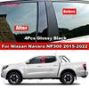 For Nissan Navara NP300 2015- 4x Side Car Door Window Pillar Posts Cover Trim Mirror Effect Glossy Black PC Material Sticker