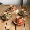 Creative Ice Crack Ceramic Cup Flowers High Value Mug Light Luxury Home Office Coffee Cup Breakfast Milk Cup