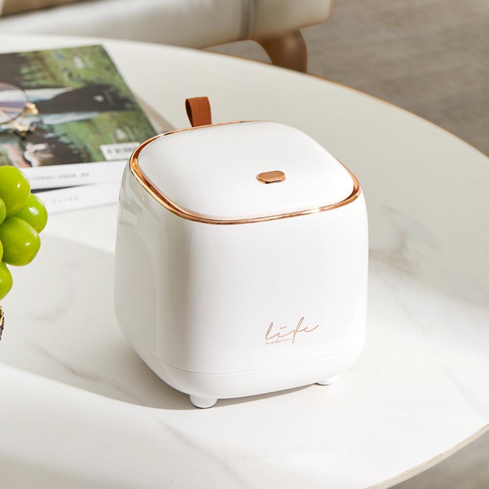 Large Opening Desktop Trash Can Press Open Lid Desktop Paper Basket Car Trash Bin  Living Room