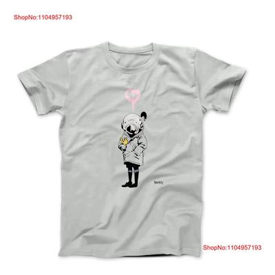 Banksy Space Girl With Bird Street Art T Shirt Vintage Washed Fashion Designer Clothes Homme Versatile Slightly Breathable