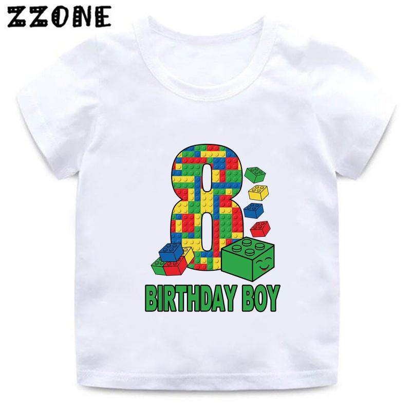 Master Builder Blocks Building Number Bow Print Boys Clothes 1 2 3 4 5 6 7 8 9 Years Birthday Kids T Shirt Baby Girls TShirts