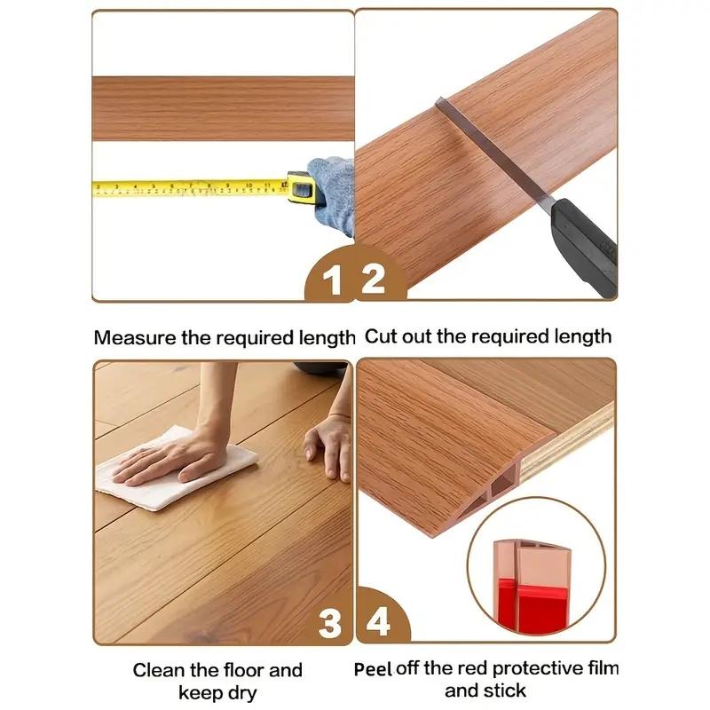 1pc 1m/39.37in Threshold Transition Strip, Wear-resistant Self-adhesive Edging Strip, Household Cuttable Threshold Cover Door