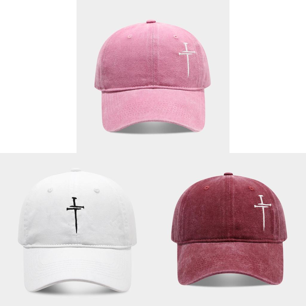 Streetwear Baseball Cap With Cross Stud Embroidery For Casual Men Women