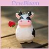 Wooden Cow Carved Figurine Handcrafted Natural Decor For Office Desk And Gift Giving