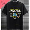 Unisex Funny Padel Tennis Graphic TShirt  Black with White Padel Racket  Ball Design Pure Cotton Casual Short Sleeve Tshirt
