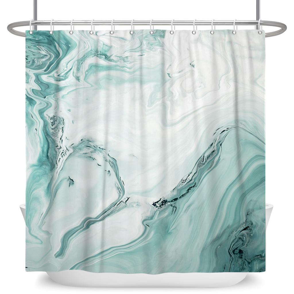 Gradient Marble Texture Shower Curtain Waterproof Bath Curtains For Bathroom Decor Multiple Color Options Polyester With Hooks