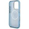 Guess IML Metal Glitter 4G Circle Triangle MagSafe Case for iPhone 16 Pro Max blue
