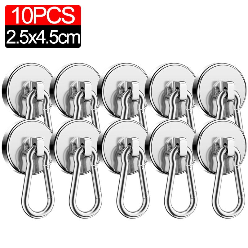 10/1pc Magnetic Carabiner Strong Neodymium Magnet Hook 360°Rotating Wall-mounted Heavy Duty Magnet Suction Cup Storage Hook Ring