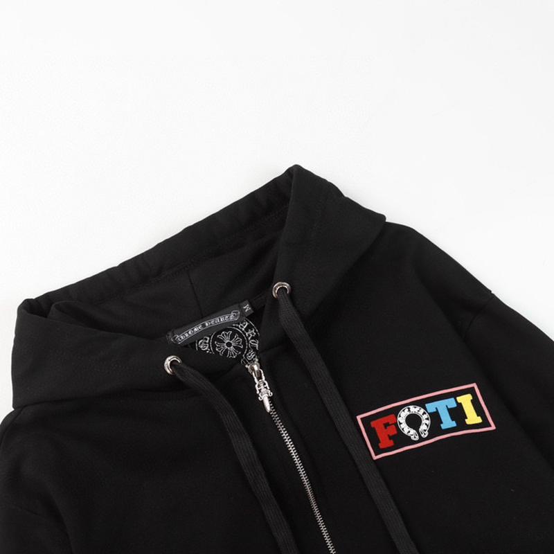 844 CHROME HEARTS 2026 Autumn and Winter New Plus Size Classic Style Logo Zipper Hooded Sweatshirt, Suitable for Couples to Wear