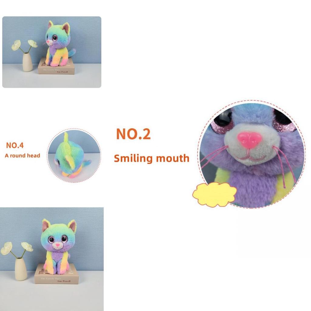 Cassidy Rainbow Cat Plush Toy Colorful And Soft Stuffed Animal For Kids' Birthdays