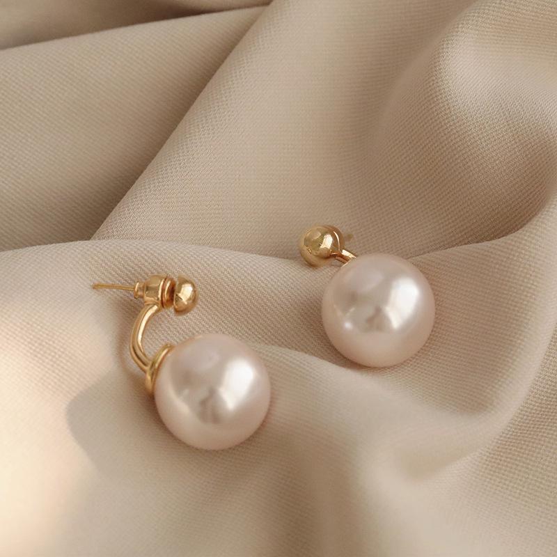 Elegant French Pearl Design S925 Silver Needle Earrings for Women – Two-Way Wear Ins Style.