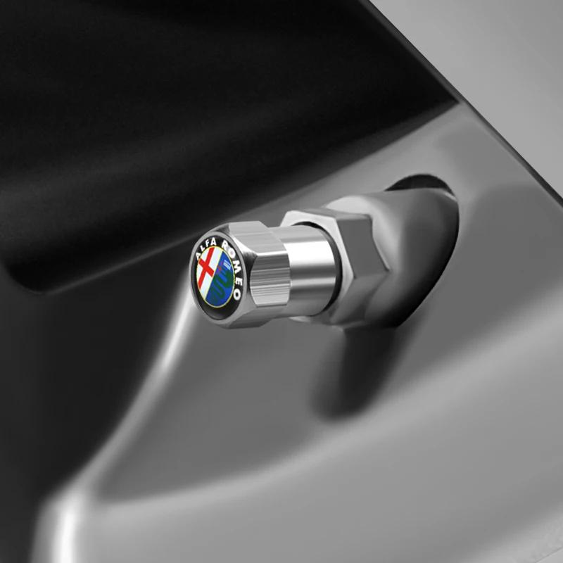 Car Stickers For Alfa Romeo for 3D Metal Tire Valve Caps Car Tyre Air Stems Cover For Alfa Romeo Giulia Stelvio Giulietta 156 1