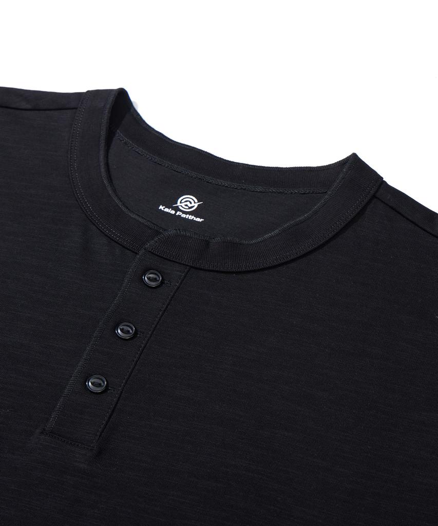 Kallapataleu Henley Neck Short-Sleeved T-Shirt - Black
