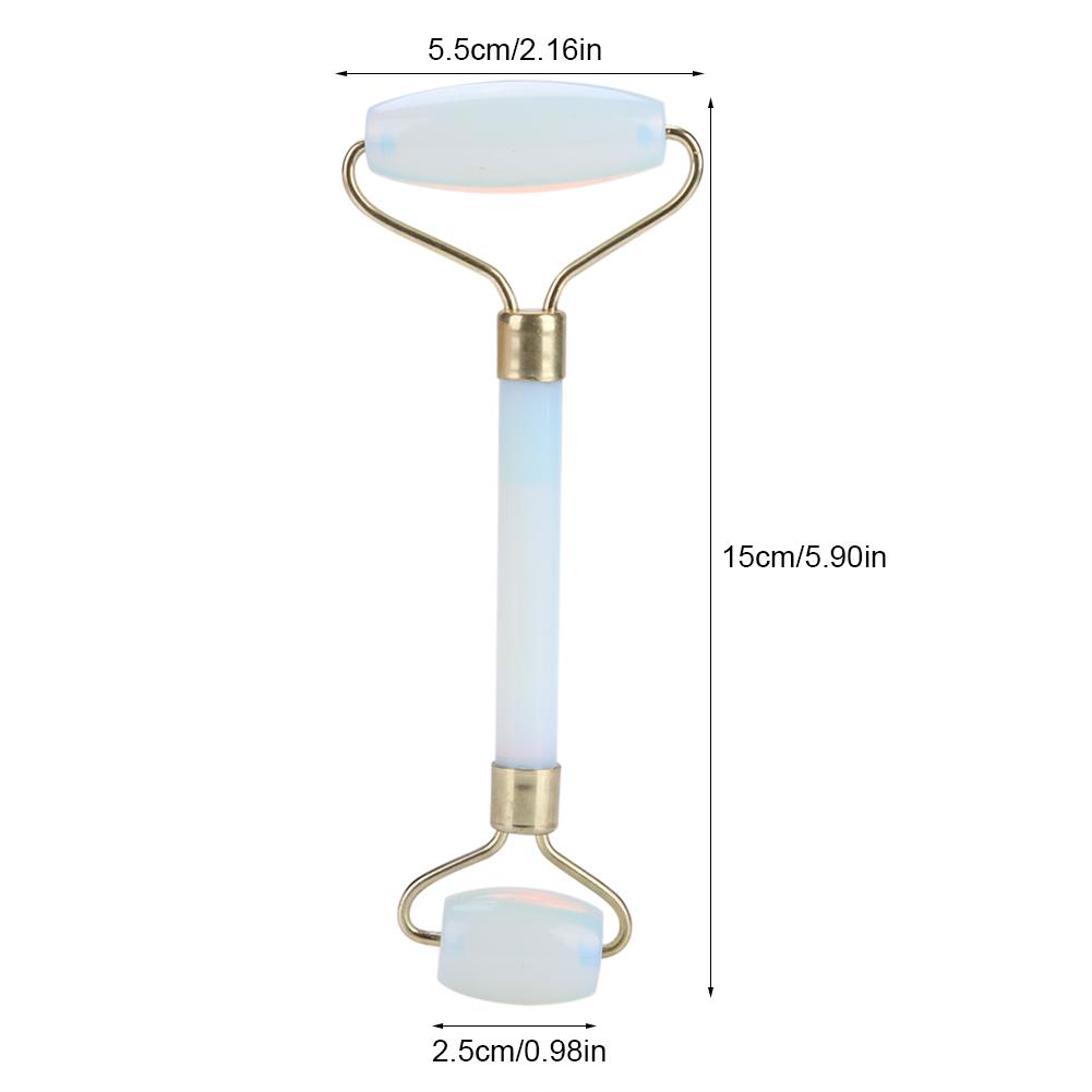 1Pc Artificial Jade Doublehead Beauty Roller AntiAging Face Eye Neck Massager Tool(White)