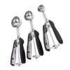 3PCS Ice Cream Scoop Cookies Scoop Set Stainless Steel Ice Cream Spoon Watermelon DiggerBlack
