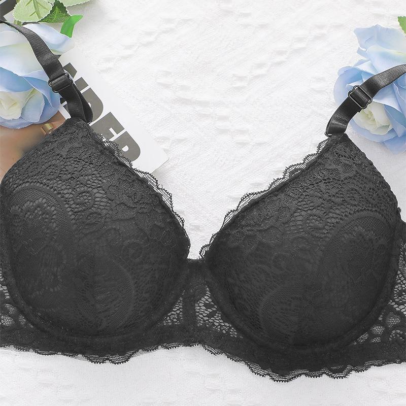Gather Underwear Panty Set Sexy Comfortable Fashion Straps Lace Ultra-thin Bra Set