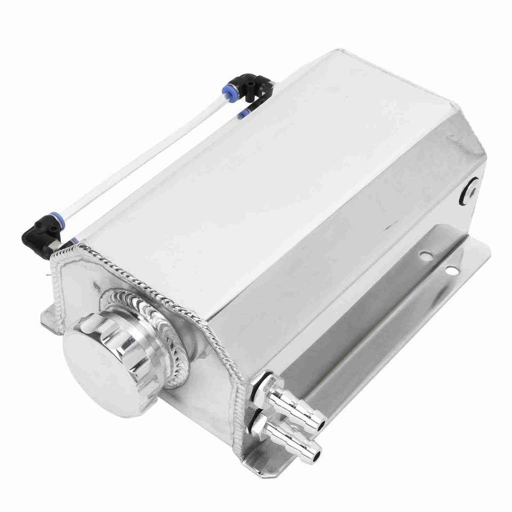 Coolant Overflow Tank Aluminium Alloy 2L Capacity Universal Radiator Reservoir Tank for Most Cars Silver