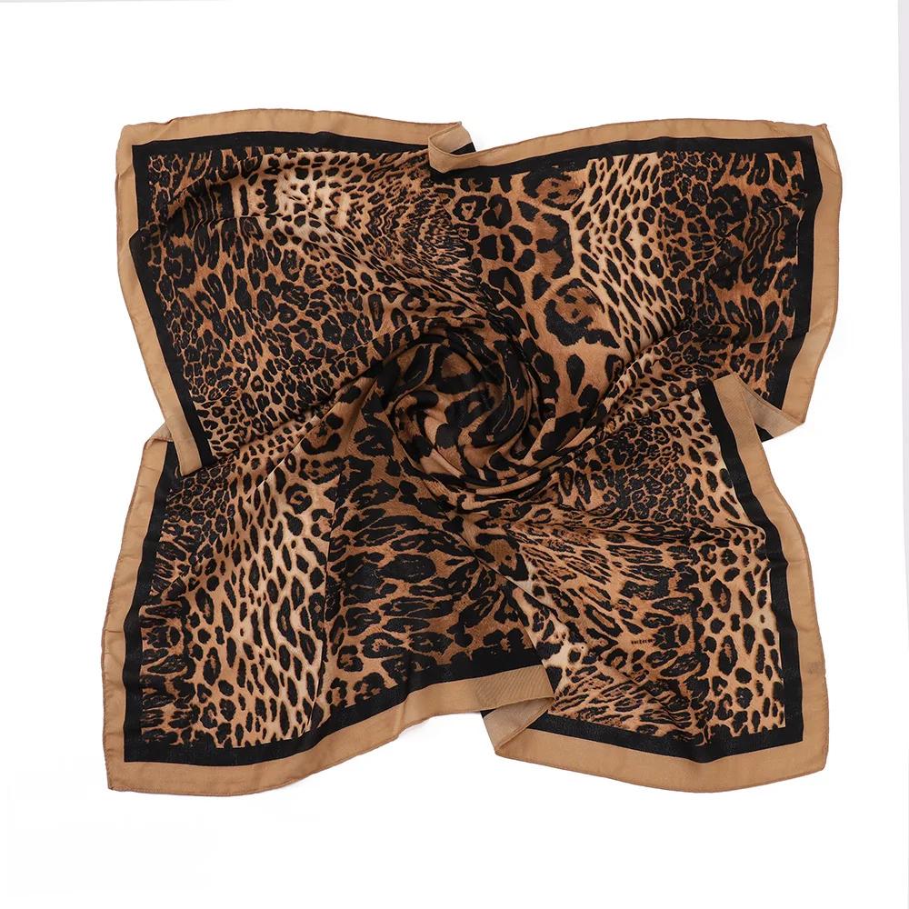 New Design Leopard Print Square Scarf Hijab Voile Large Shawl Hijabs For Women Muslim Fashion Scarf Headwraps Turban Ramadan