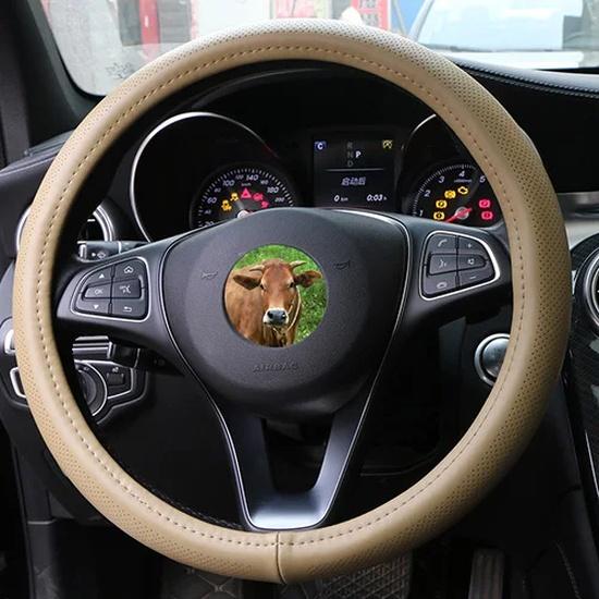 Universal 38cm Car Steering Wheel Cover Genuine Leather Braid For Steering Wheel 15in Cowhide Car Steering Wheel Wrap Soft Cool