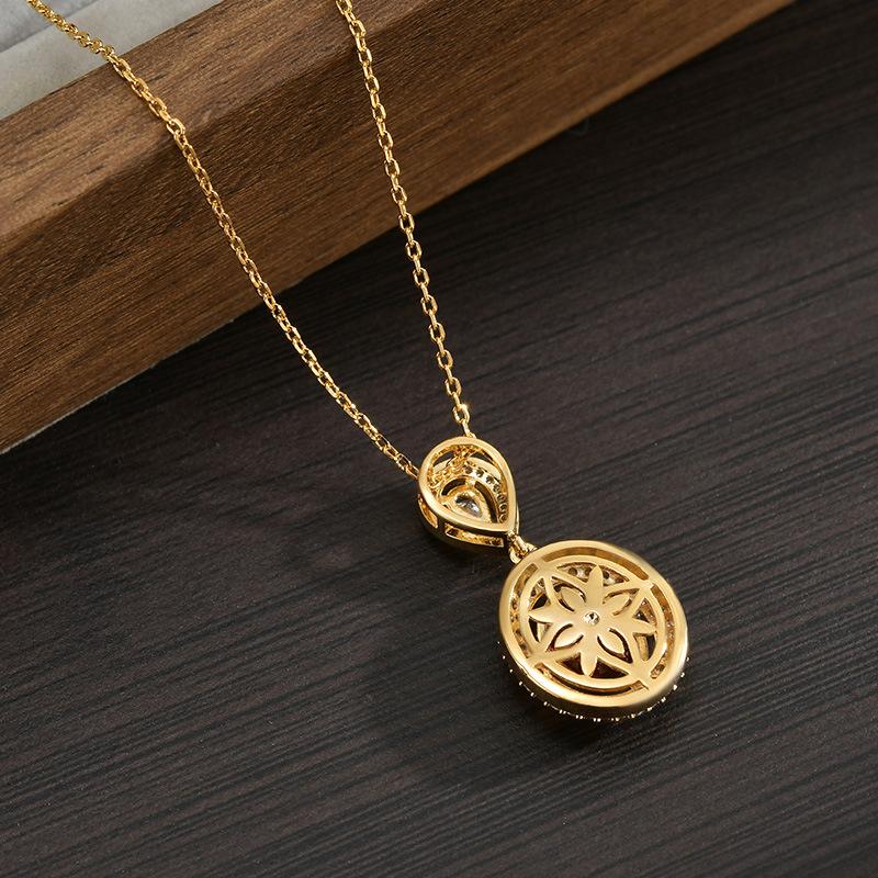Pigeon Blood Red Treasure Oval Water Drop Necklace Pendant With Diamonds Light Luxury Minimalist Premium Versatile Clavicle Chain Ladies