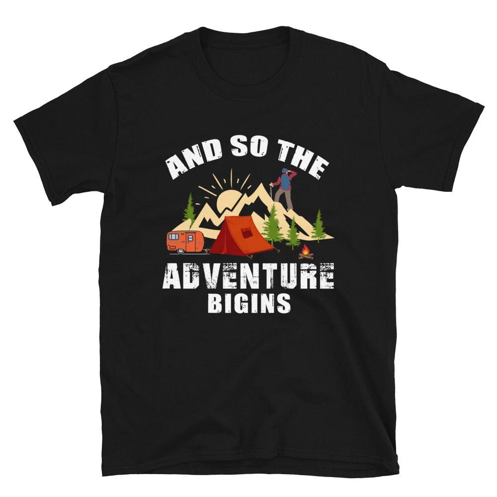 Trailer & Tent Adventure Vintage Design Camping Novelty T-Shirt XL