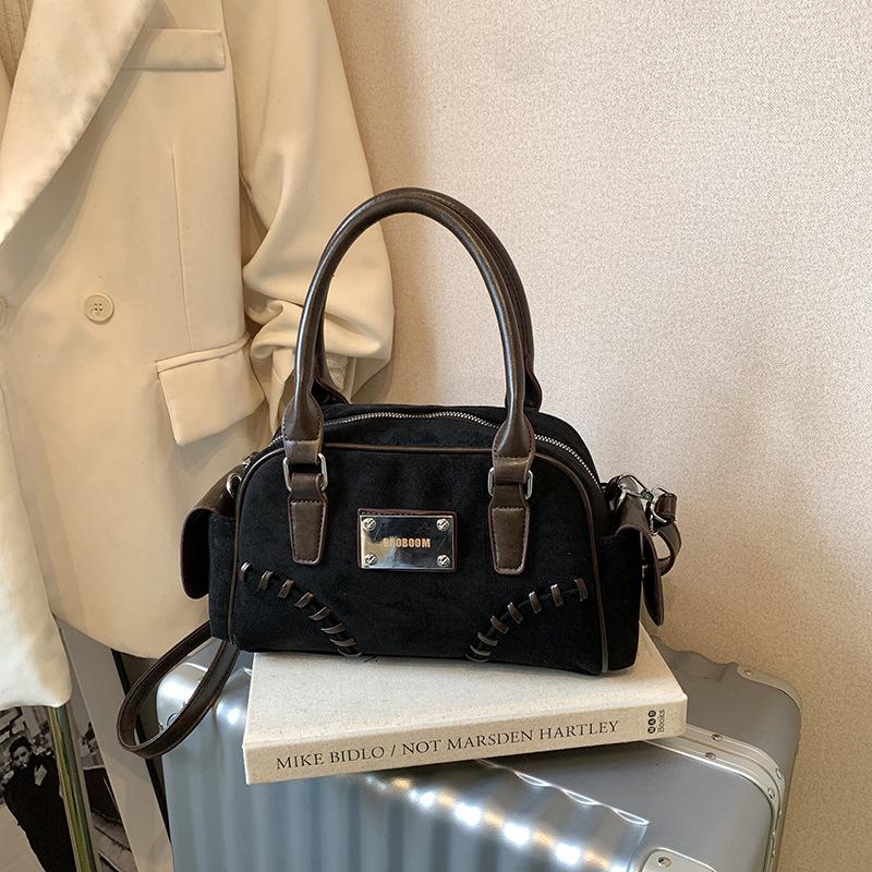 

Fashion retro underarm bag women s bag new messenger bag simple portable bowling bag shoulder bag чёрный