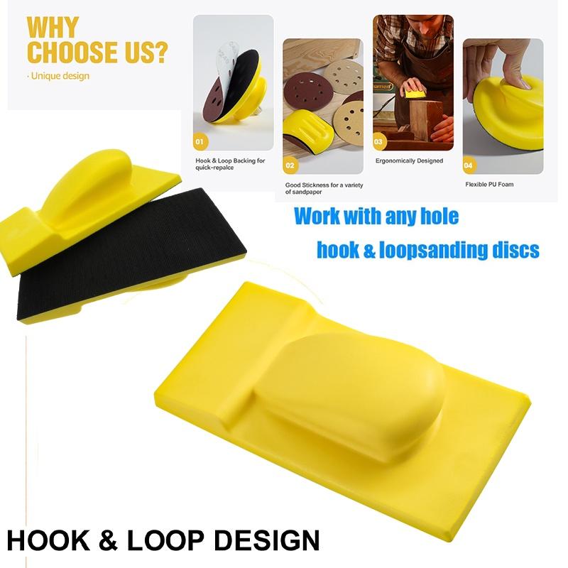 Ruční brusný blok se suchým zipem Ruční brusný blok s prstovým blokem Strany se suchým zipem Rychlá výměna