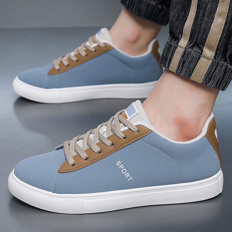 Summer New Low-top Board Shoes Men's Casual Flat Bottom Wear-resistant Trend Versatile Sports Little White Shoes Lace-up Men's Shoes