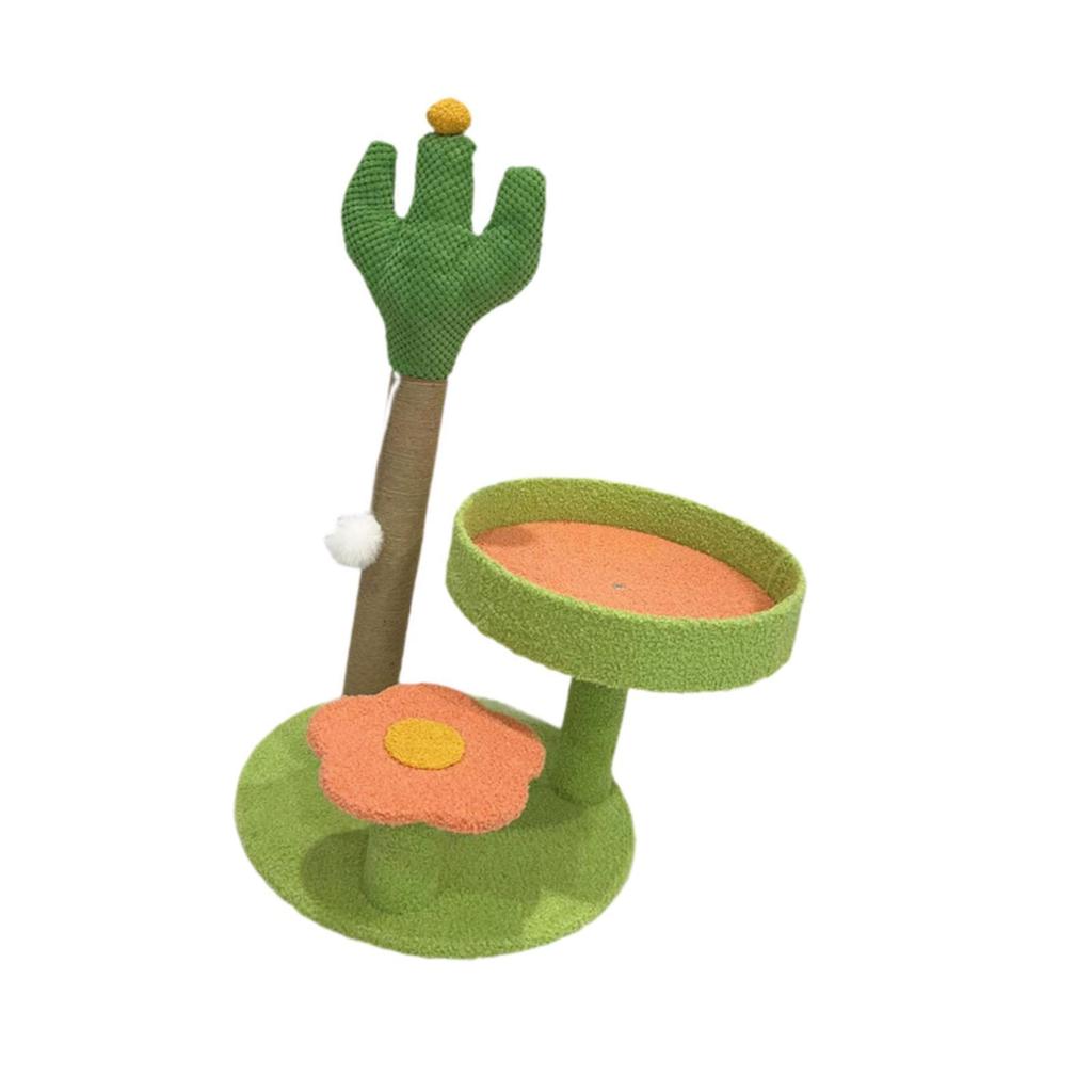 Cat Tree with Sisal Covered Scratch Post for Resting Interactive Indoor Cats Green