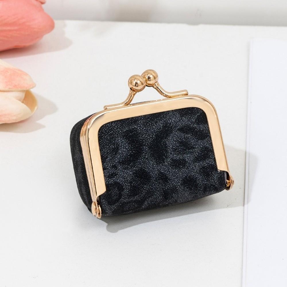 PU Leather Leather Jewelry Bag Square Small Item Bag Elegant Kiss Lock Coin Purse  Ring